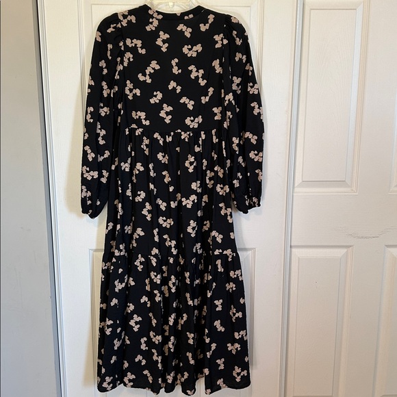 A NEW DAY Black Midi Tiered Dress with Pink Floral Pattern Women's XS - Picture 9 of 9